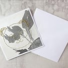 SALE Hand Stitched Gold Panda Card