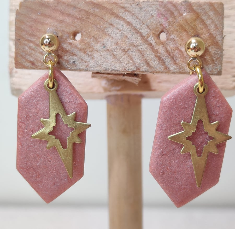Pink diamond dangle earrings