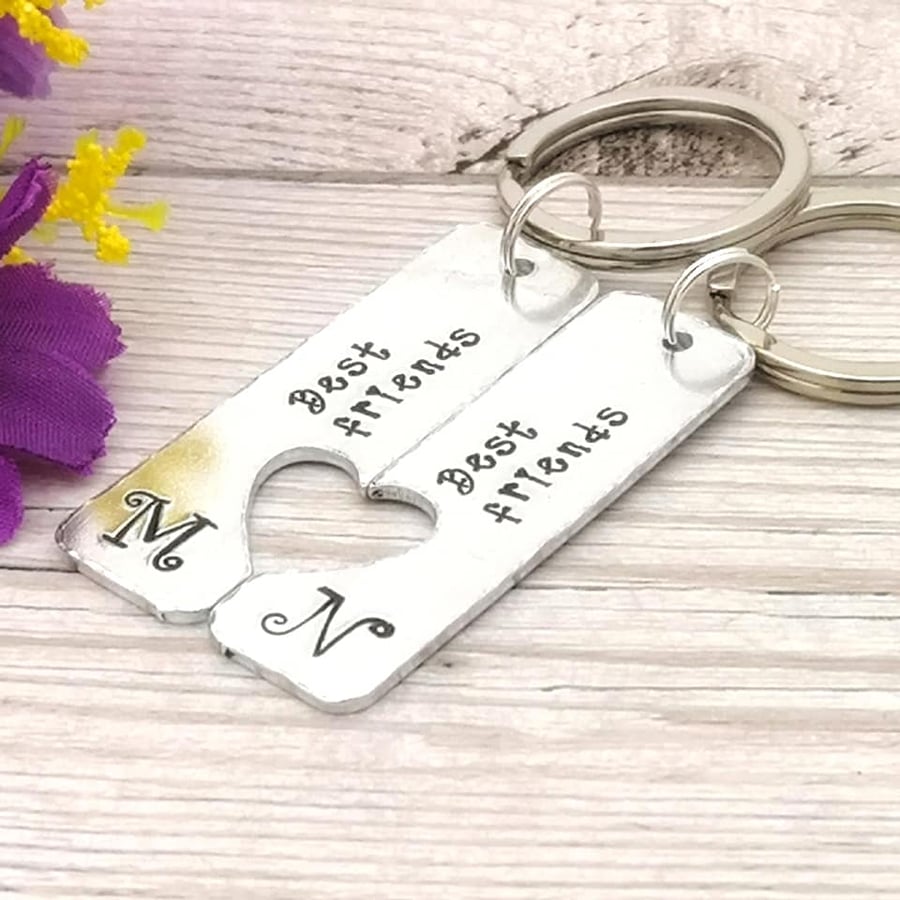 Matching Best Friend Keyring Set Of Two - Personalised Best Friends Gift