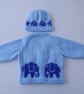 Baby Knitting Pattern for Jacket and matching Hat with Elephants.  Digital - Image 5