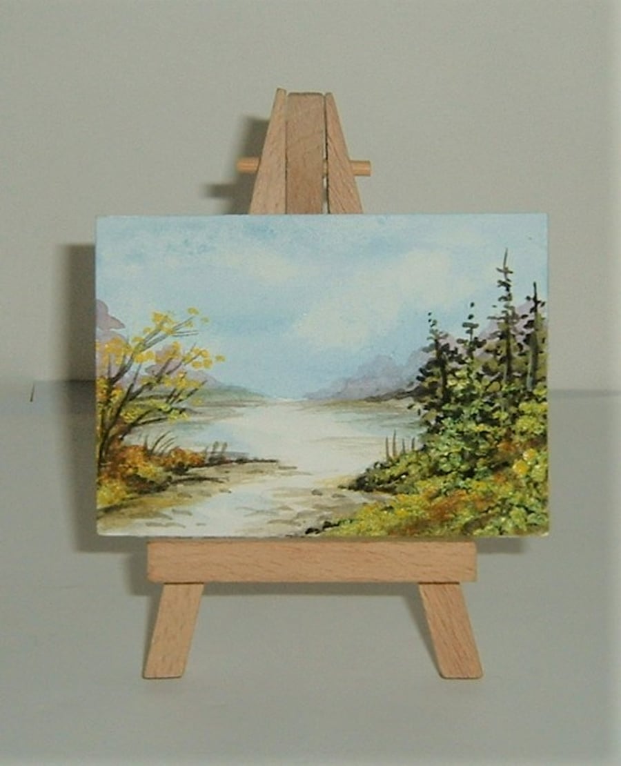 aceo atc miniature watercolour painting art ( ref F 356)