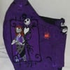 Face mask reusable triple layer 100% cotton purple Jack Skellington