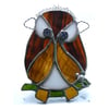 Owl Suncatcher Stained Glass Handmade Bird 035