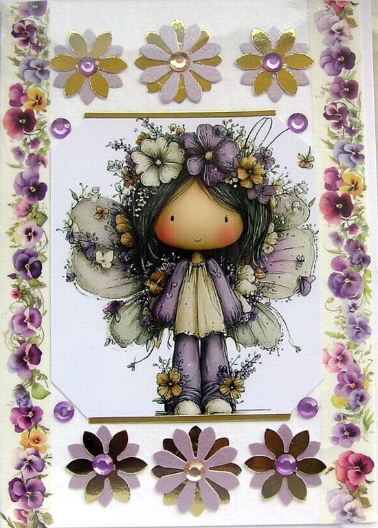 Fairy Princess - Hand Crafted Decoupage Greeting Card - Blank - 3263