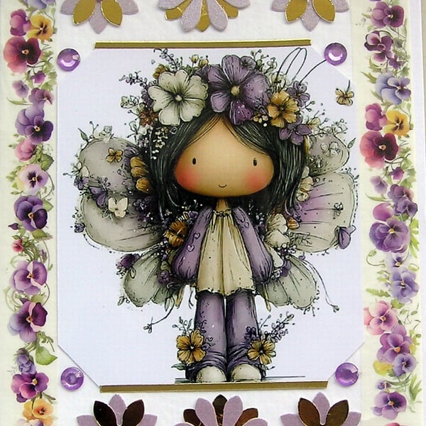 Fairy Princess - Hand Crafted Decoupage Greeting Card - Blank - 3263