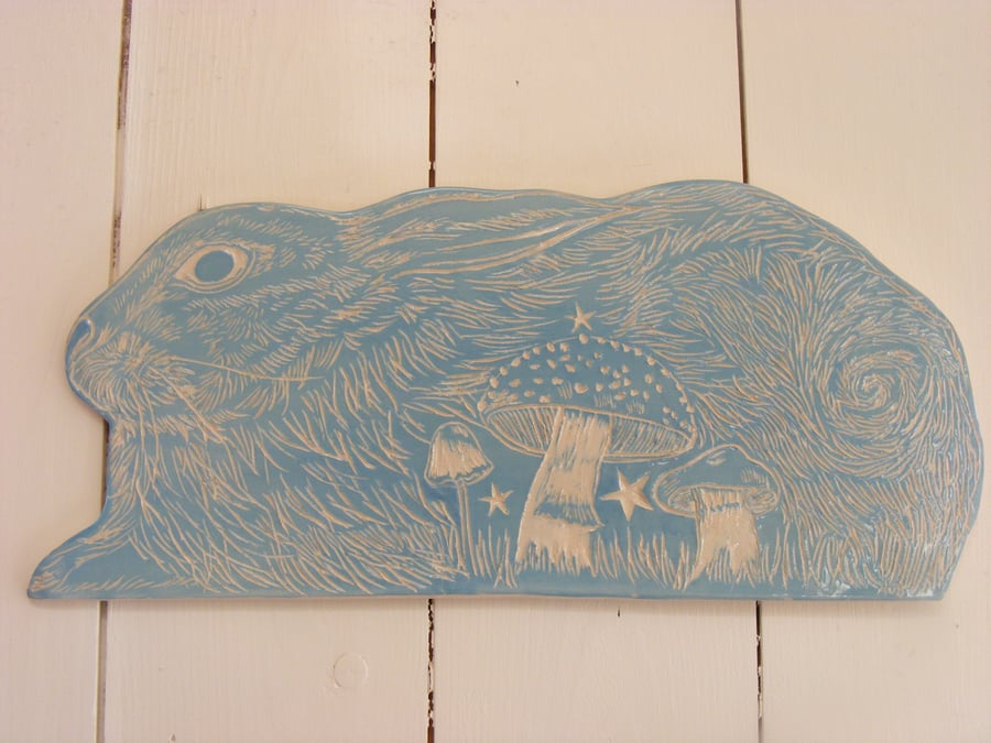 Ceramic Hare in Mushroom patch