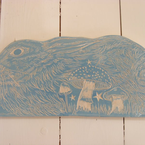 Ceramic Hare in Mushroom patch