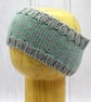 Hand Knitted Baby Headband – Grey & Teal – Cashmere and Merino – 6–12 Months - Image 4