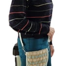 Turquoise, beige &  white crossbody bag with long strap ideal for holiday items