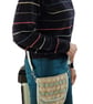 Turquoise, beige &  white crossbody bag with long strap ideal for holiday items