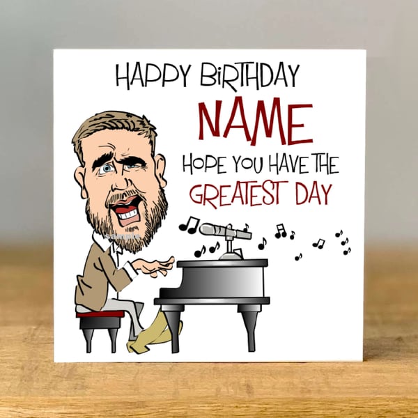 Personalised gary Music Birthday Card, take that, mum, gran, son, daughter, 