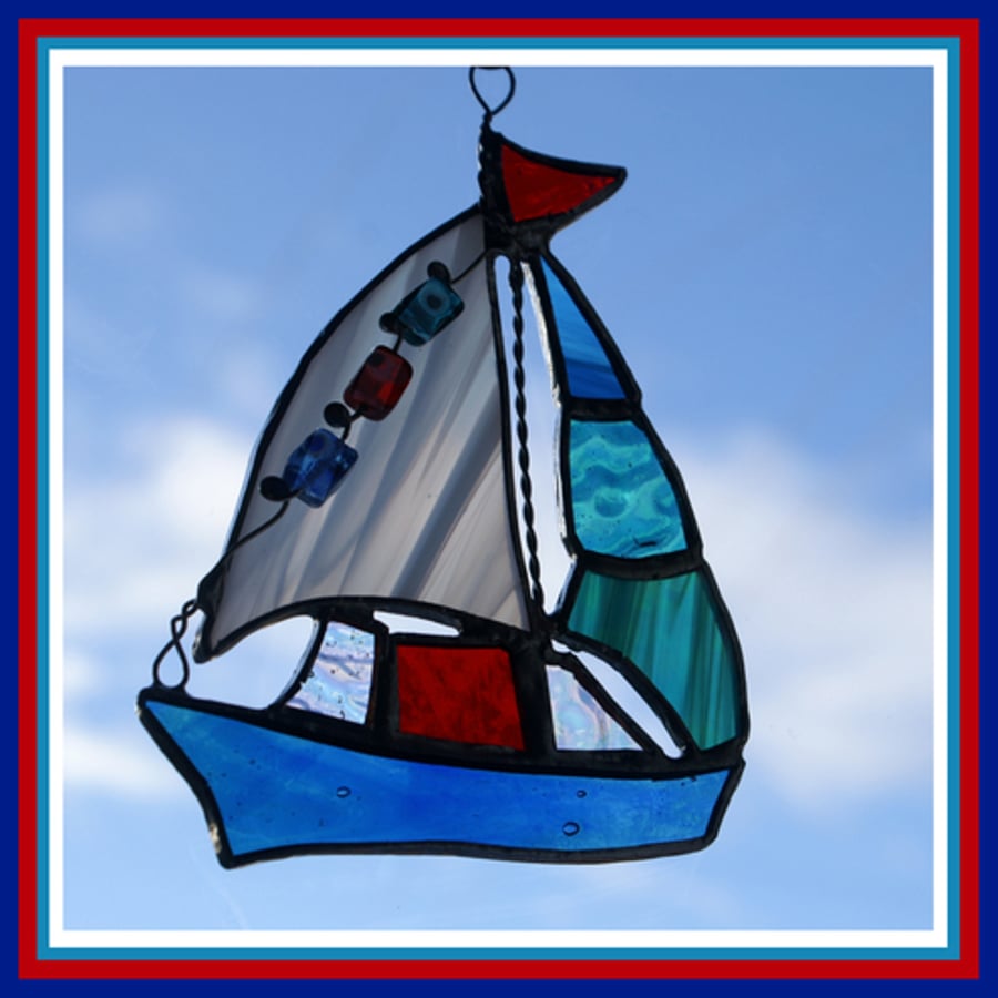 Sailboat Stained Glass Suncatcher