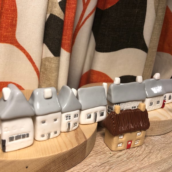 New Handmade Wonky Polymer Clay Little Houses, Church, Post Office etc