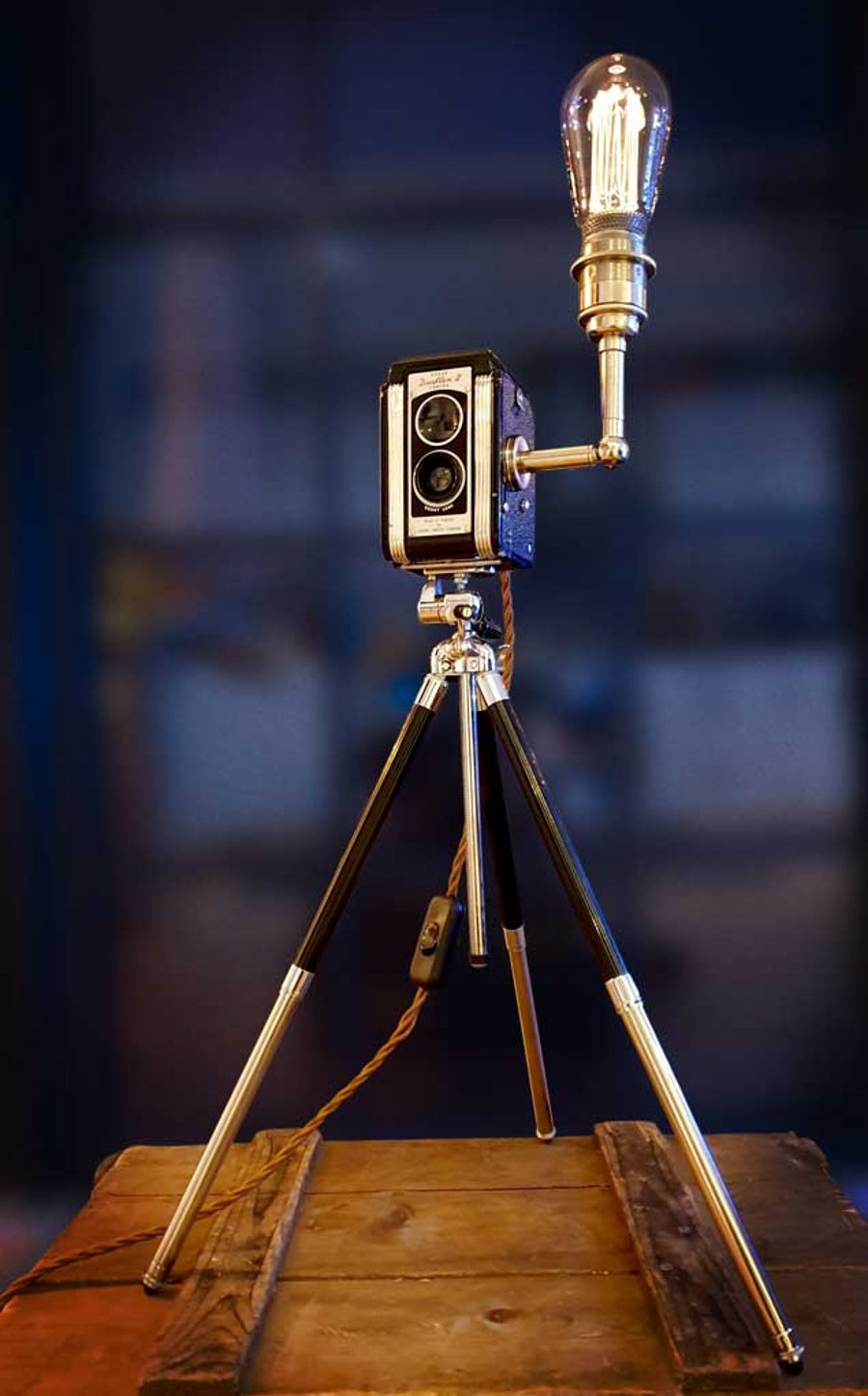 Upcycled Vintage 1950s Kodak Duraflex Camera Tripod Lamp