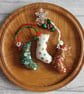 Three Scrapbox Stockings, Mini Stocking Christmas Tree Decorations