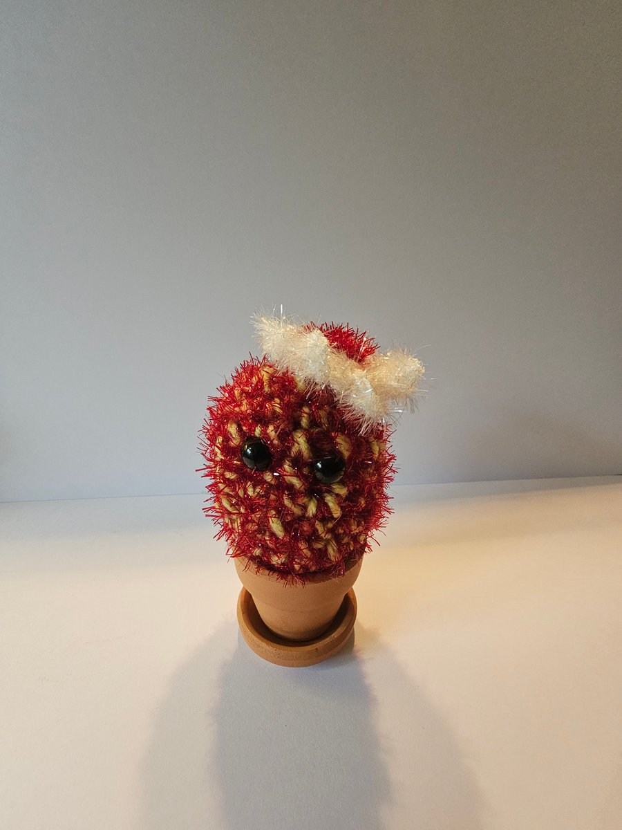 Christmas Crochet red cactus - Mrs Christmas 