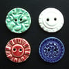 Set of four large ceramic buttons in nautical colours