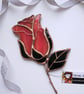 Stained Glass Red Rosebud - handmade in Hampshire