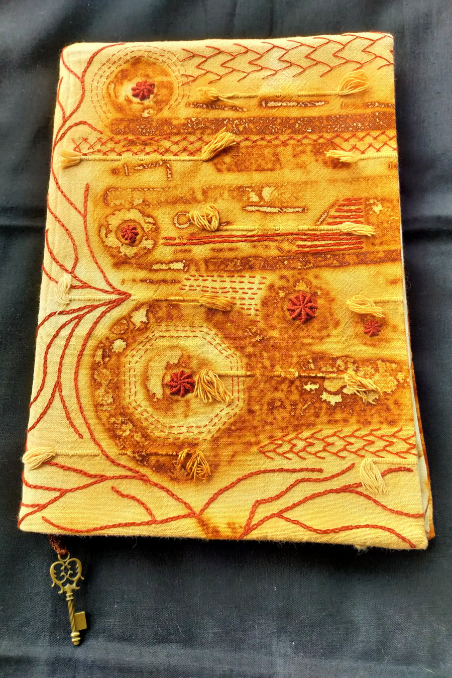 A4 Notebook with hand embroidered reusable cover