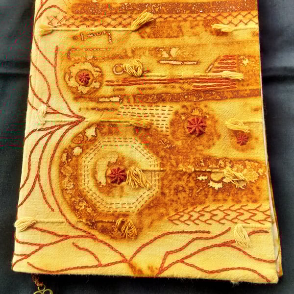 A4 Notebook with hand embroidered reusable cover