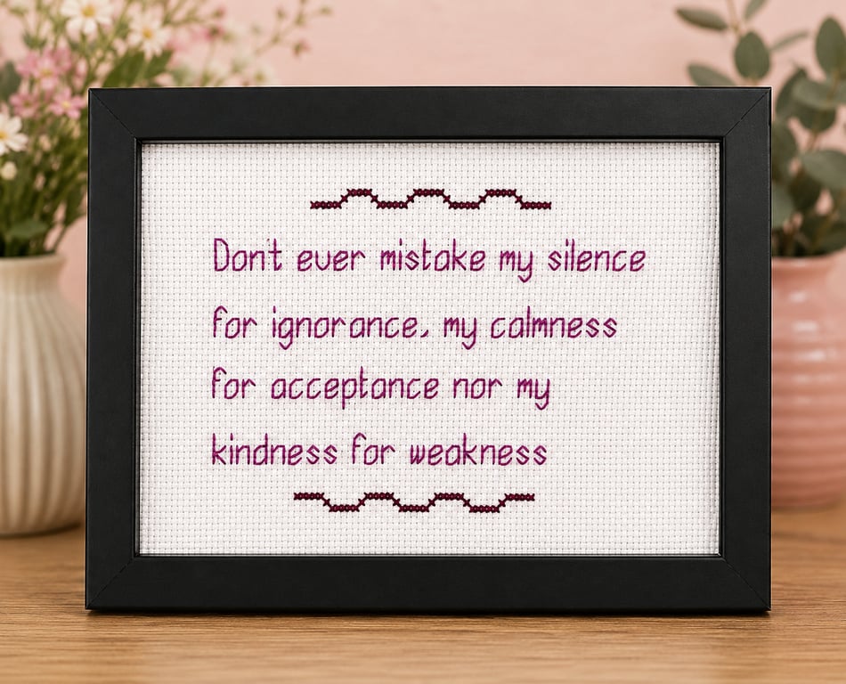 Handmade Framed Cross Stitch – Inspirational Quote 