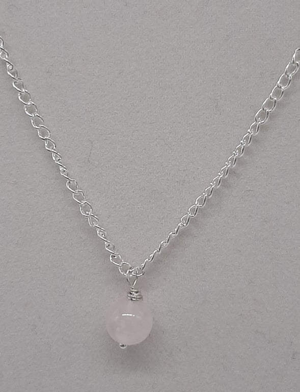 Handcrafted Wire Wrapped Rose Quartz minimalist,18" Single Bead pendant