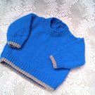 Child's Jumper with Contrasting Colour at Hem and Cuffs, Baby Shower Gift