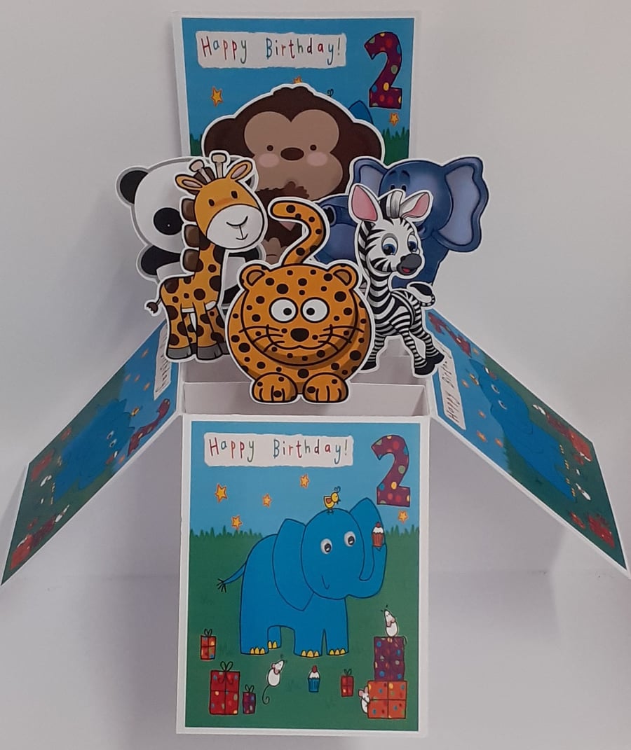 Boys 2nd Birthday Card with Animals
