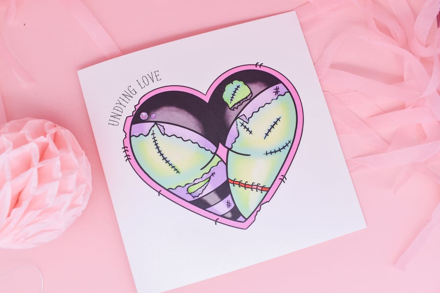 Undying Love Zombie Booty Heart Tattoo Handmade Card