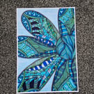 Abstract Art Print - A4 Unframed Flower Pattern Art - Bloom In The World