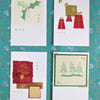 SALE four pack of Christmas cards gift boxes, holly and trees  red and green (h)