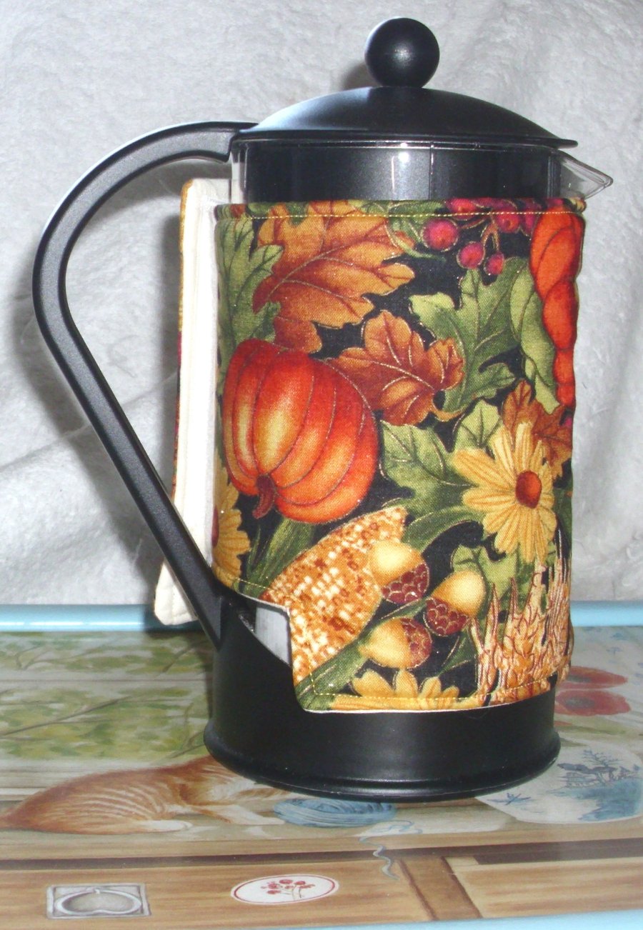 Autumnal fruit and flowers cafetiere wrap 