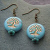 Czech glass Tree of Life bead earrings