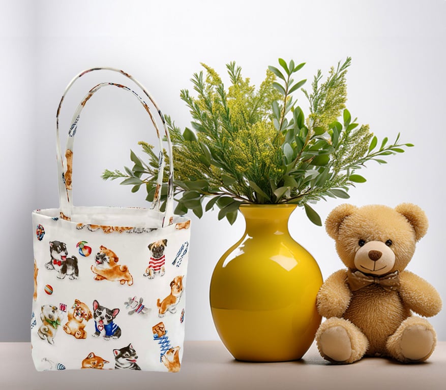 Children's Tote Bag Puppy Design. Children's-Baby Shower bag-Handmade-CTB108