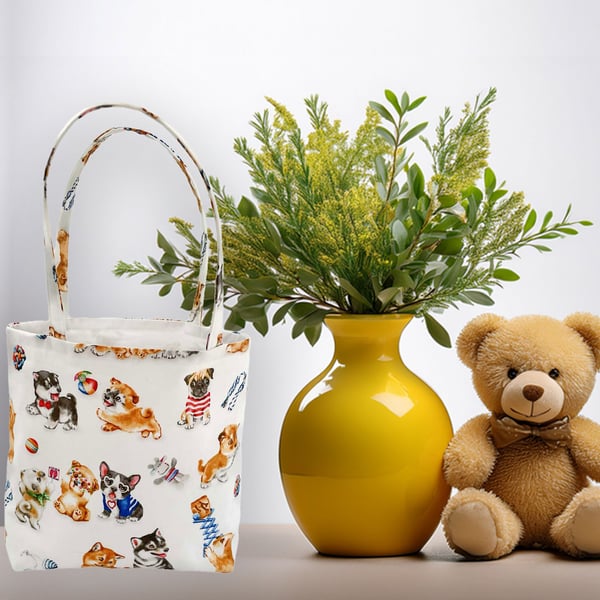 Children's Tote Bag Puppy Design. Children's-Baby Shower bag-Handmade-CTB108