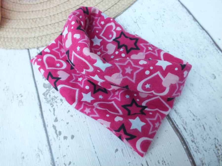 Dog Cowl Neck Dog Snood Pink for small Dog Heart Design