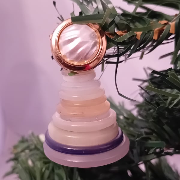 Neutrals Button Christmas Tree Decoration - White Button Topper