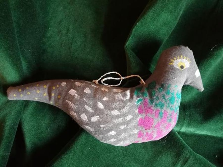 Folk Art pigeon textile art, decor, pigeon decorations