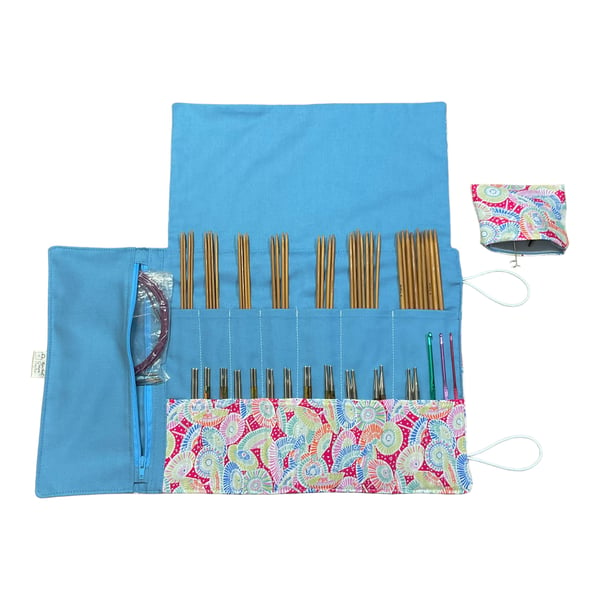 Liberty Floral fabric interchangeable and double pointed knitting needle case,