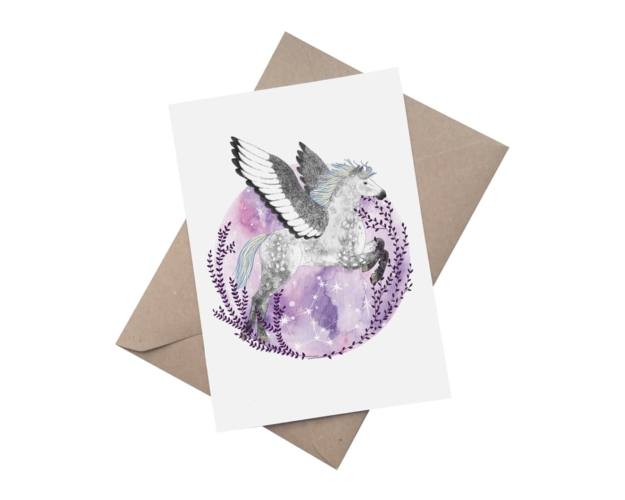 Pegasus: A5 Blank Greetings Card 