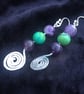 Sterling Silver spiral amethyst and emerald handmade earrings  - Image 2