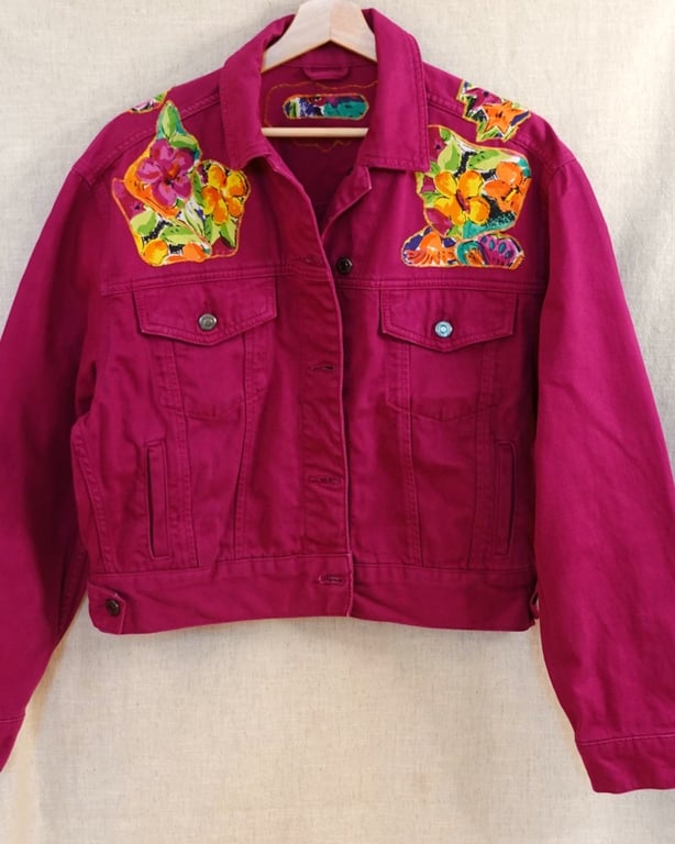 The Karina - Women's Pink Denim Jacket - Size 10-12
