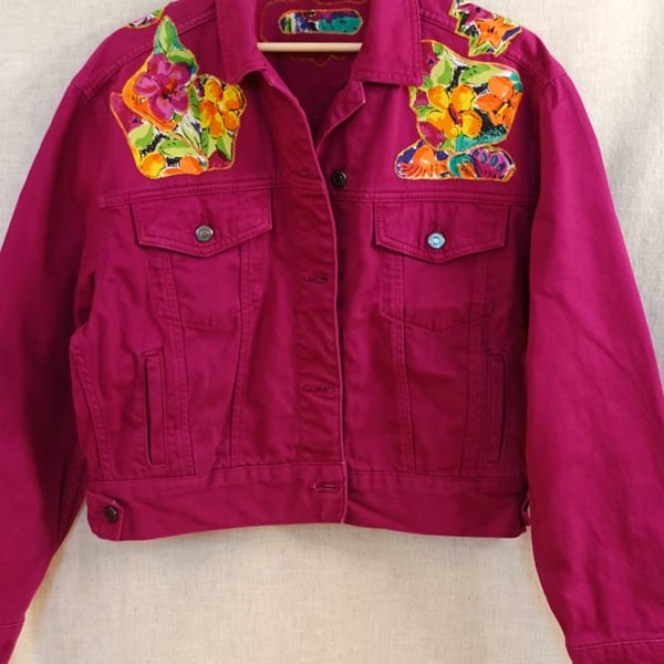 The Karina - Women's Pink Denim Jacket - Size 10-12