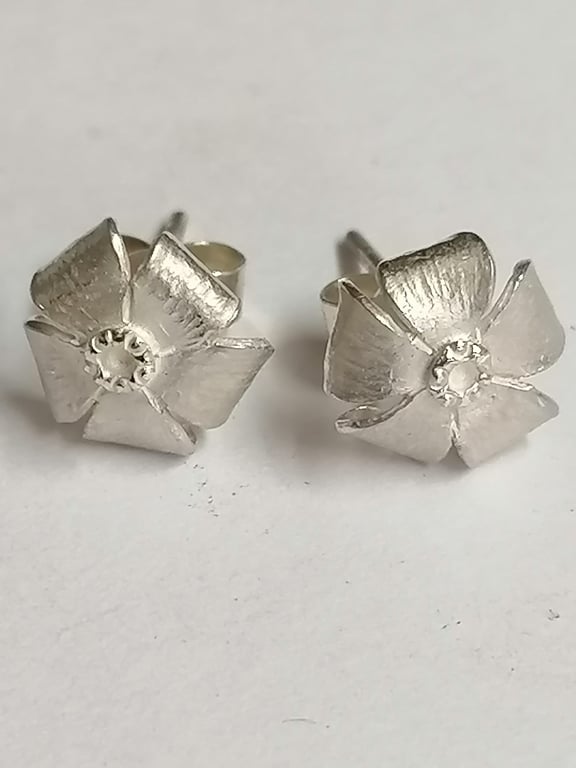 Oxalis ( Sorrel ) studs hand made from Silver