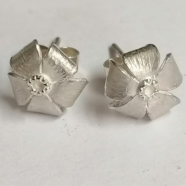 Oxalis ( Sorrel ) studs hand made from Silver