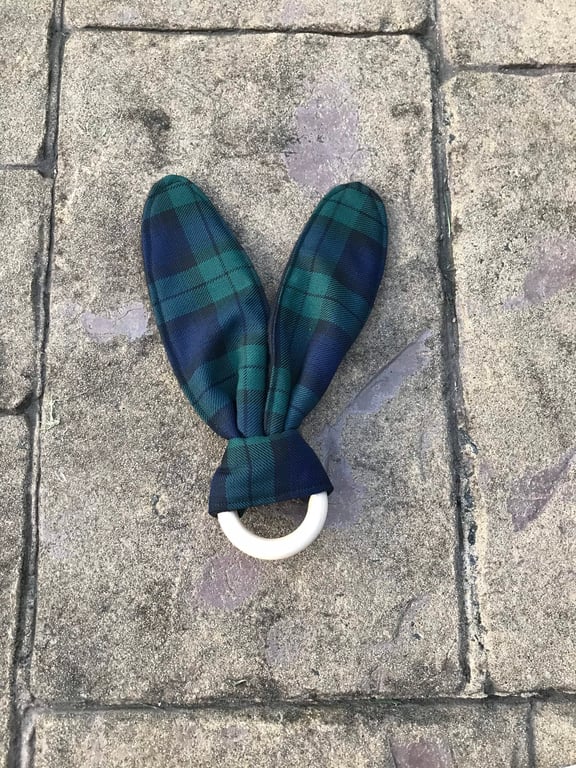 Black Watch Tartan Bunny Ears Teether
