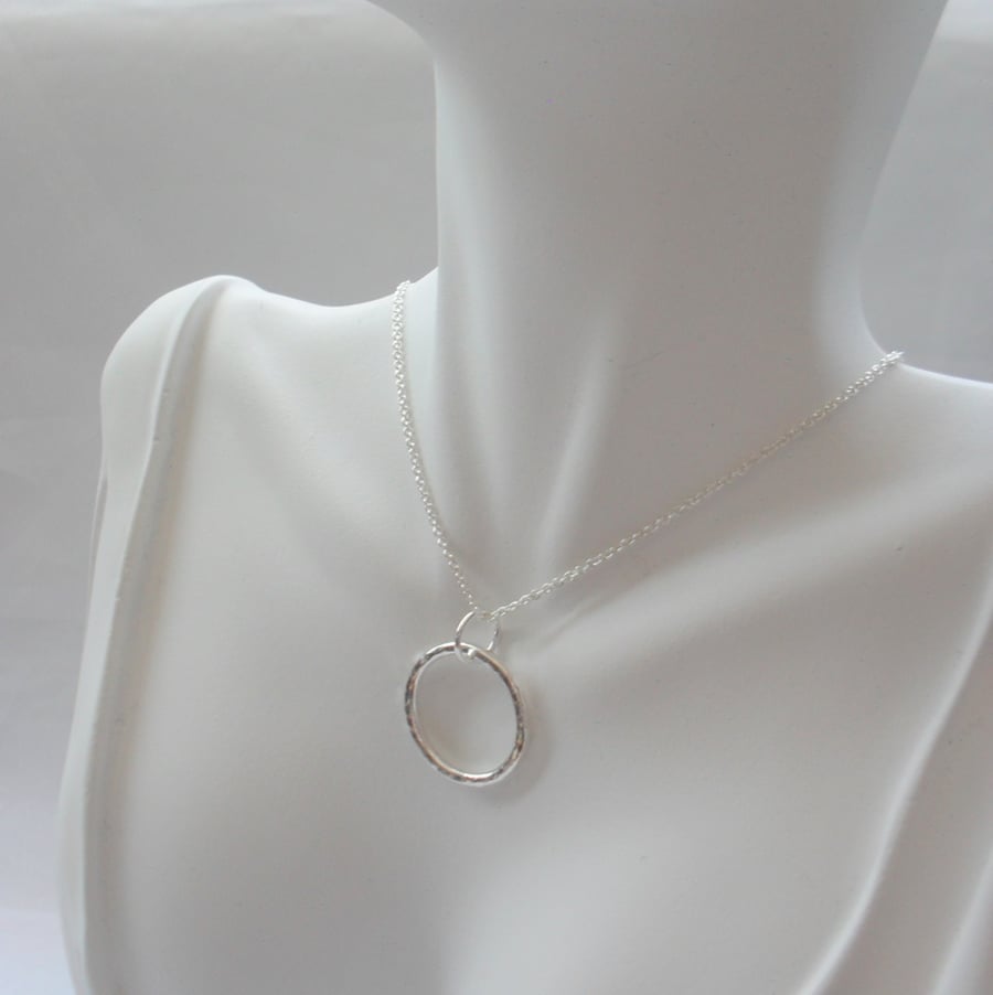 Sterling Silver Circle Pendant With Sterling Silver Chain 