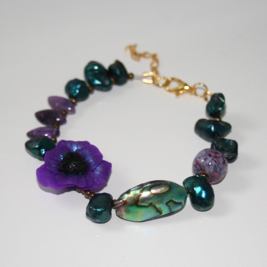 Purple poppy bracelet