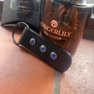 Keyring Italian black leather and Blue Crystals