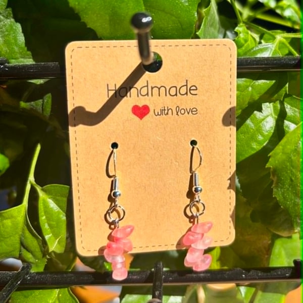 Handmade Silver-Plated Fish Hook Earrings with Stone-Look Beads
